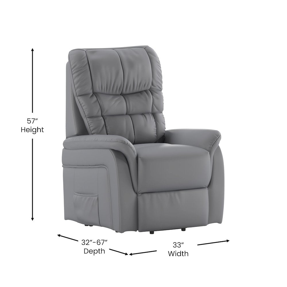 HERCULES Series Gray LeatherSoft Remote Powered Lift Recliner for Elderly