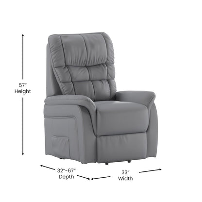 HERCULES Series Gray LeatherSoft Remote Powered Lift Recliner for Elderly