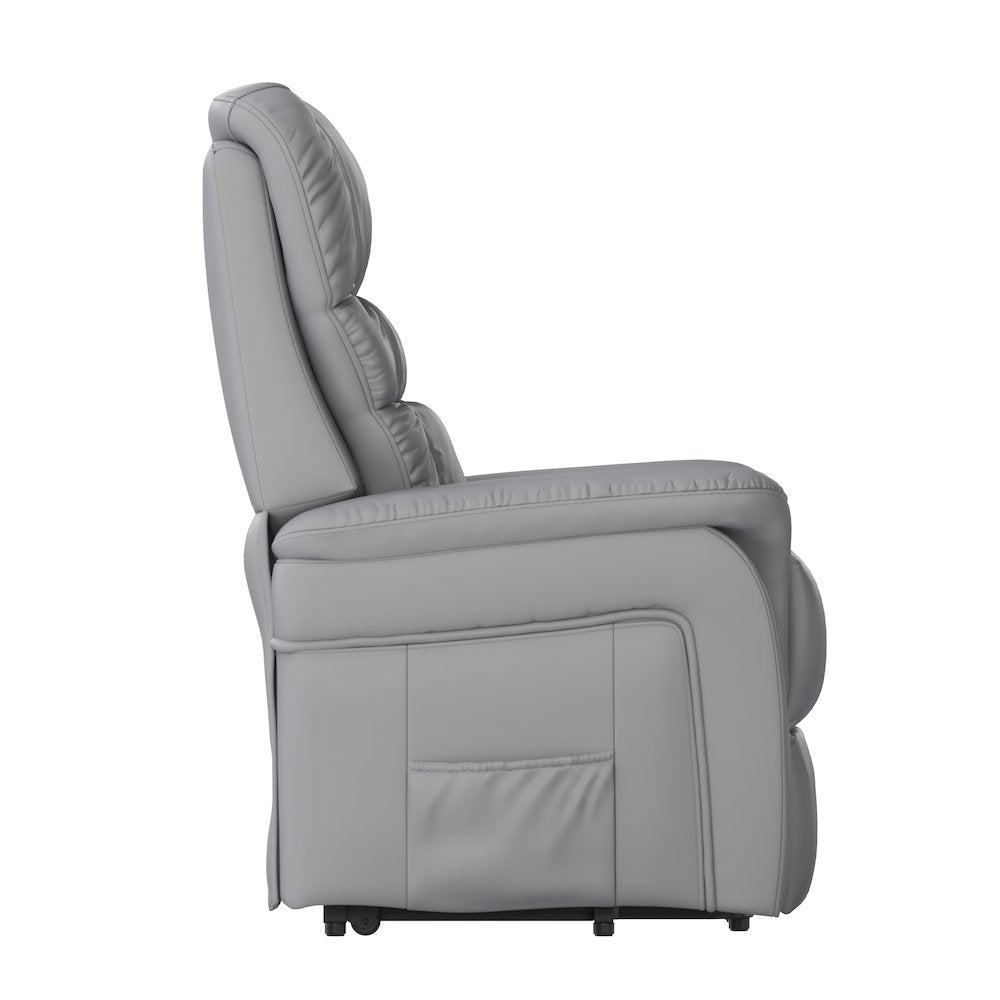 HERCULES Series Gray LeatherSoft Remote Powered Lift Recliner for Elderly