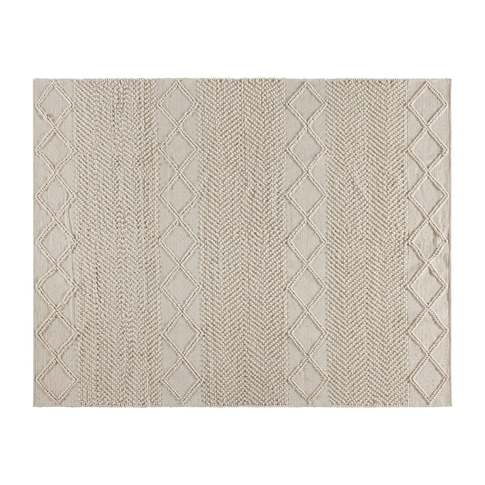 8' x 10' White, Ivory Geometric Design Handwoven Area Rug
