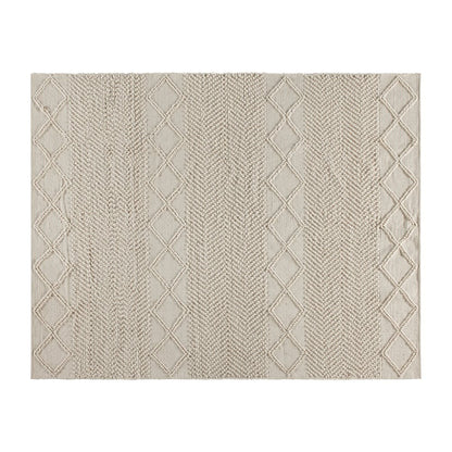 8' x 10' White, Ivory Geometric Design Handwoven Area Rug