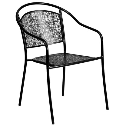 30" Round Black Indoor-Steel Folding Patio Table Set with 4 Round Back Chairs