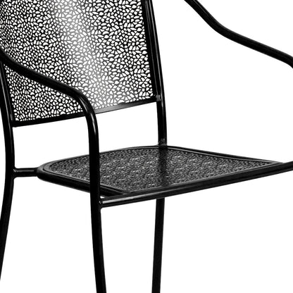35.5" Square Black Indoor-Outdoor Steel Patio Table Set with 4 Round Back Chairs