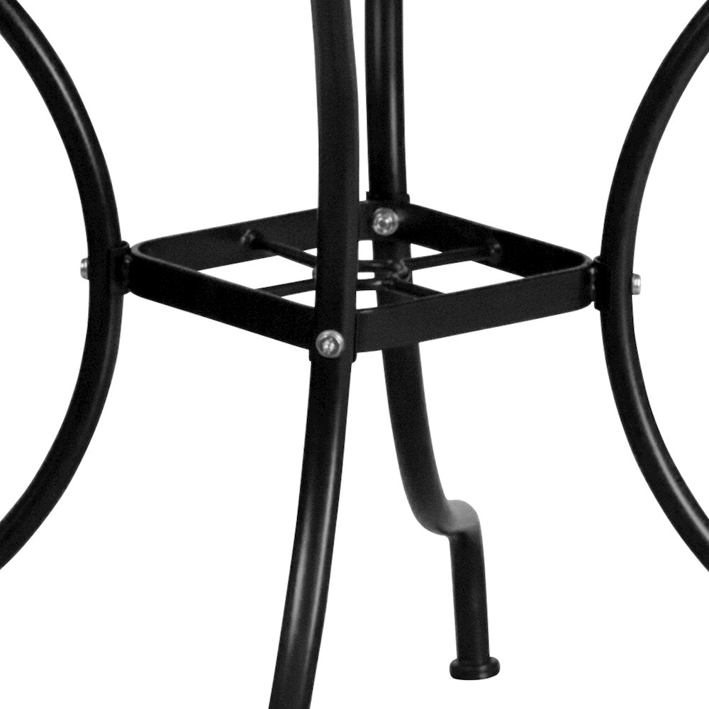 35.5" Square Black Indoor-Outdoor Steel Patio Table Set with 4 Round Back Chairs
