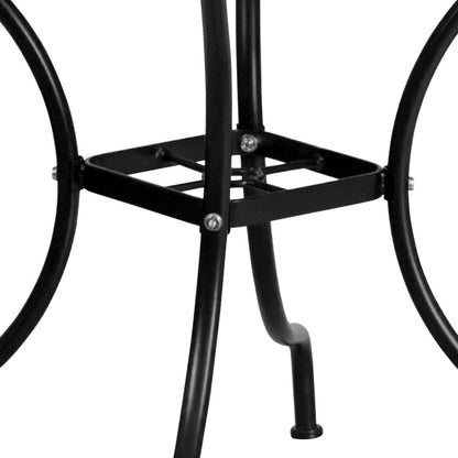 35.5" Square Black Indoor-Outdoor Steel Patio Table Set with 4 Round Back Chairs