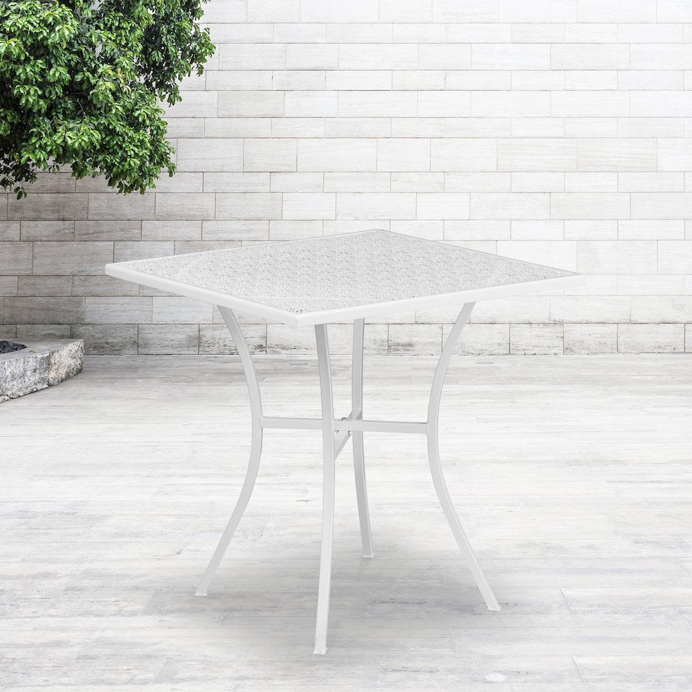 Commercial Grade Square Patio Table | Outdoor Steel Square Patio Table [CO-5-WH-GG]