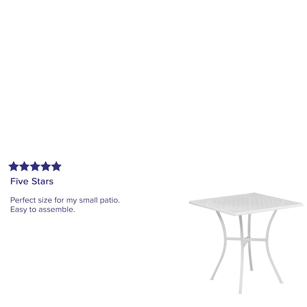 Commercial Grade Square Patio Table | Outdoor Steel Square Patio Table [CO-5-WH-GG]