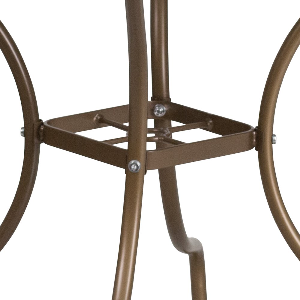 35.5" Square Gold Indoor-Outdoor Steel Patio Table with Umbrella Hole