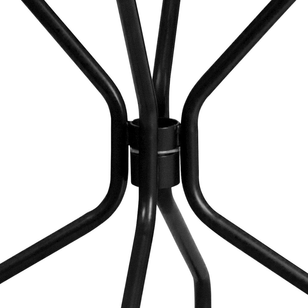 35.25" Round Black Indoor-Outdoor Steel Patio Table with Umbrella Hole
