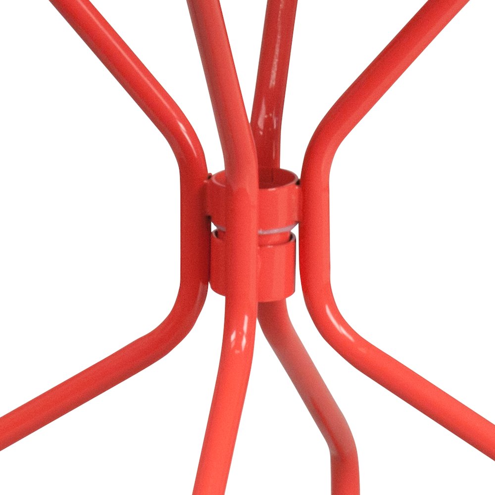 35.25" Round Coral Indoor-Outdoor Steel Patio Table with Umbrella Hole