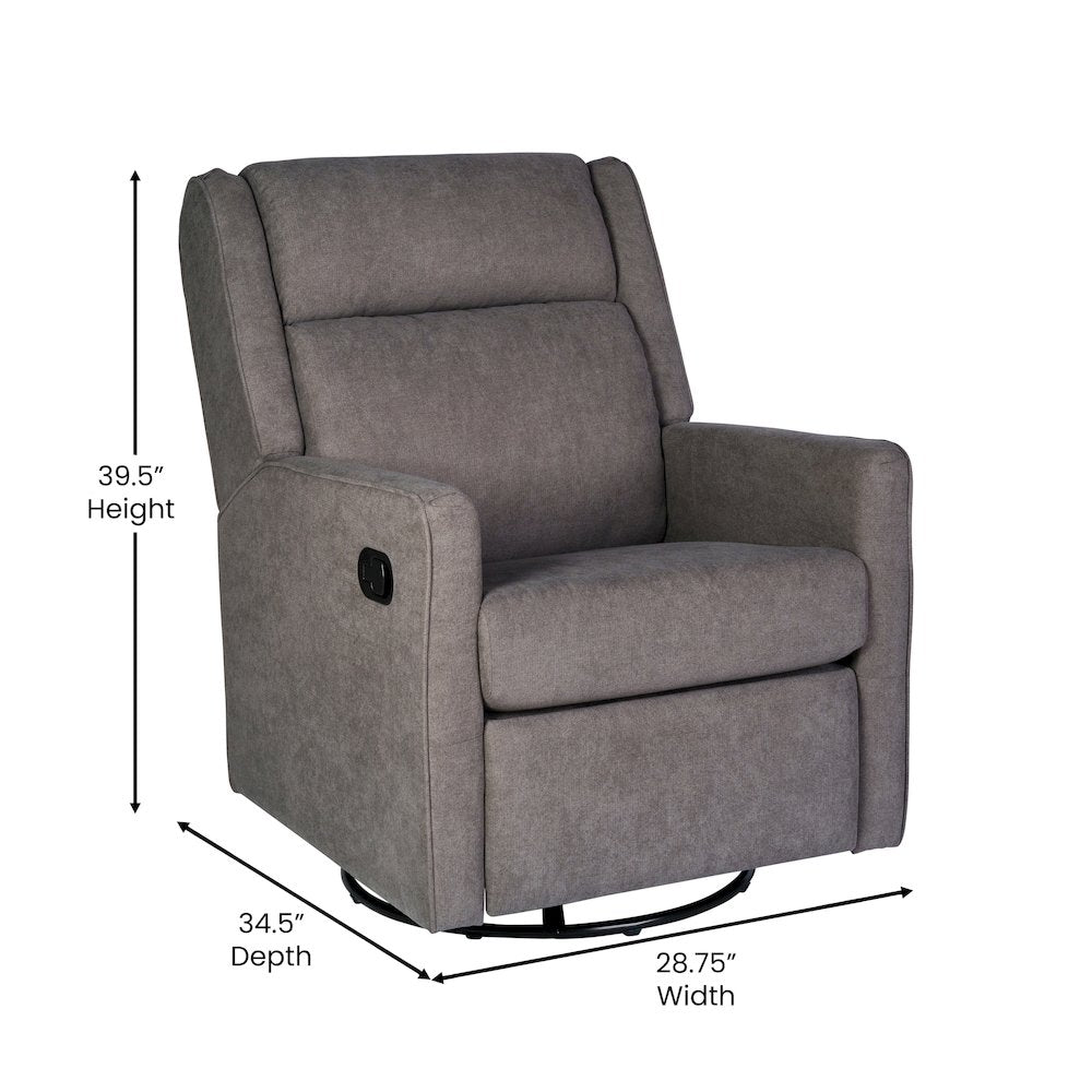 Manual Reclining Glider Swivel Chair, Dark Gray