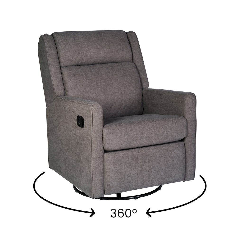 Manual Reclining Glider Swivel Chair, Dark Gray