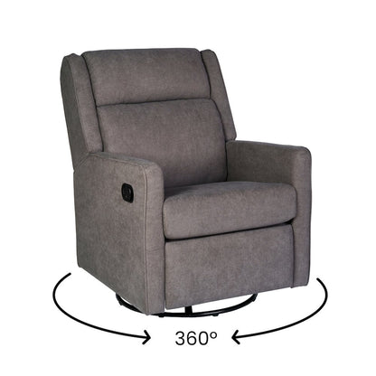 Manual Reclining Glider Swivel Chair, Dark Gray