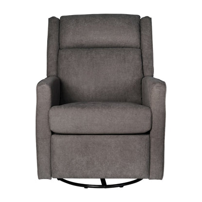 Manual Reclining Glider Swivel Chair, Dark Gray