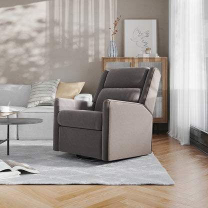 Manual Reclining Glider Swivel Chair, Dark Gray