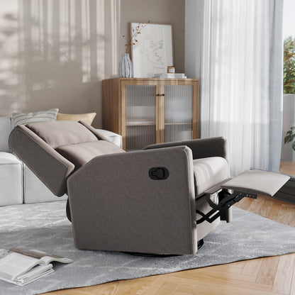 Manual Reclining Glider Swivel Chair, Dark Gray