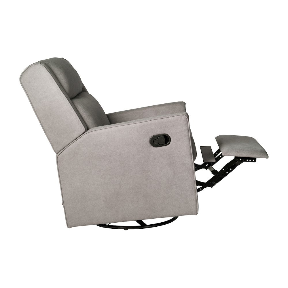 Manual Reclining Glider Swivel Chair, Light Gray