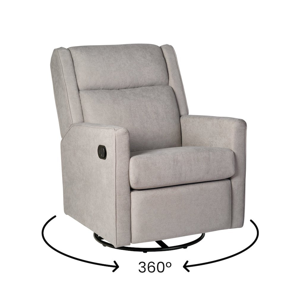 Manual Reclining Glider Swivel Chair, Light Gray