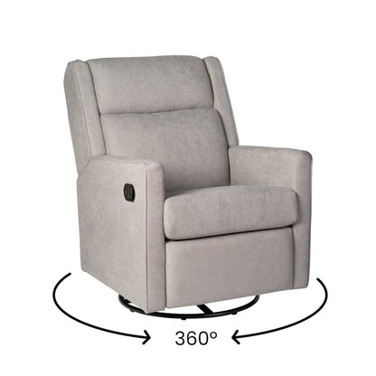 Manual Reclining Glider Swivel Chair, Light Gray