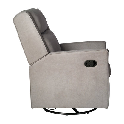 Manual Reclining Glider Swivel Chair, Light Gray