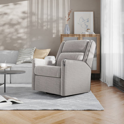 Manual Reclining Glider Swivel Chair, Light Gray