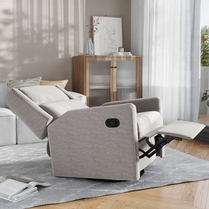 Manual Reclining Glider Swivel Chair, Light Gray