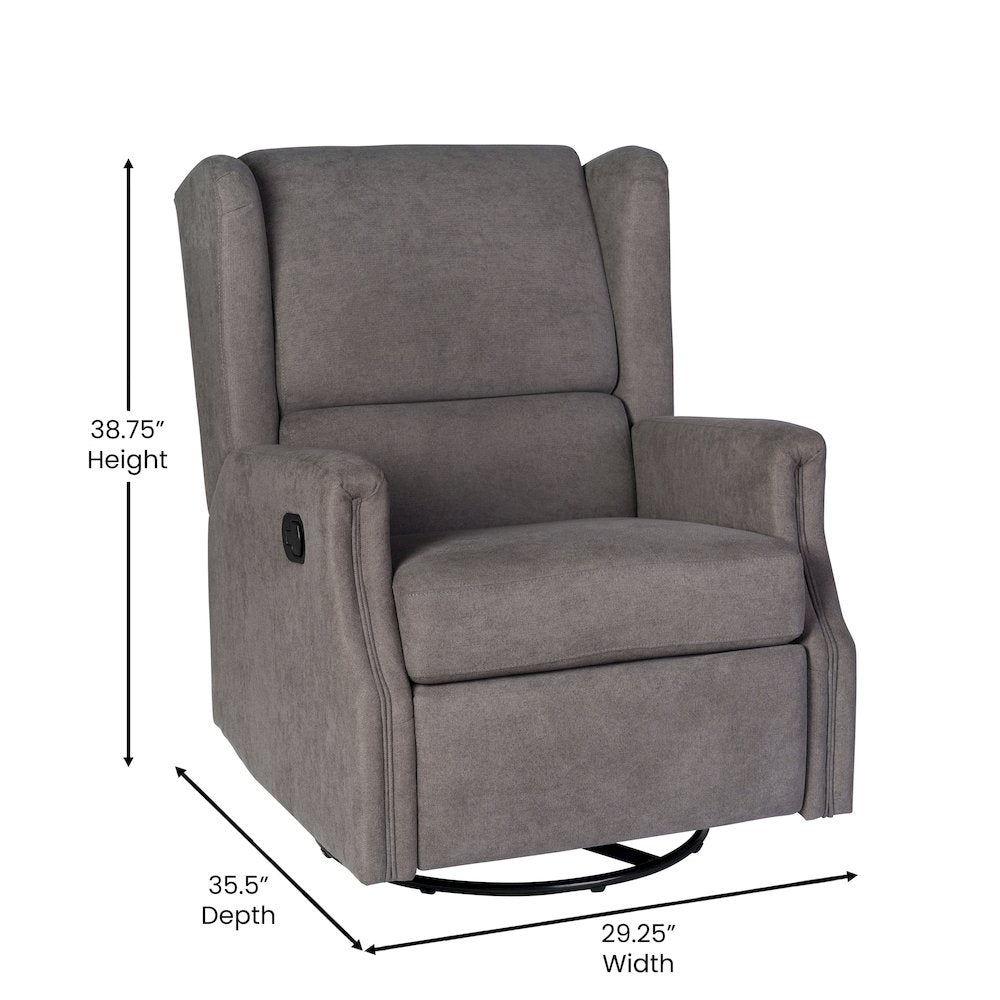 Wingback Manual Reclining Glider Swivel Chair, Dark Gray