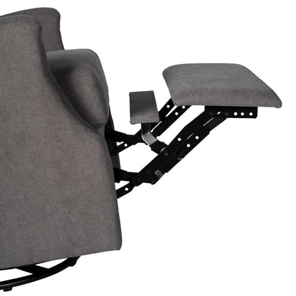 Wingback Manual Reclining Glider Swivel Chair, Dark Gray