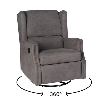 Wingback Manual Reclining Glider Swivel Chair, Dark Gray