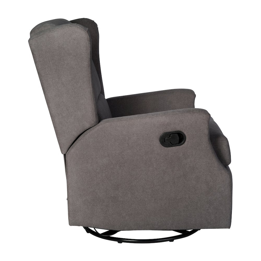 Wingback Manual Reclining Glider Swivel Chair, Dark Gray