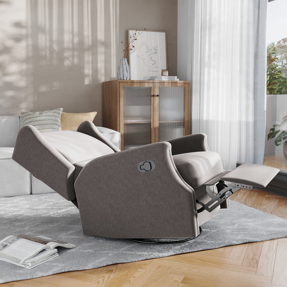 Wingback Manual Reclining Glider Swivel Chair, Dark Gray