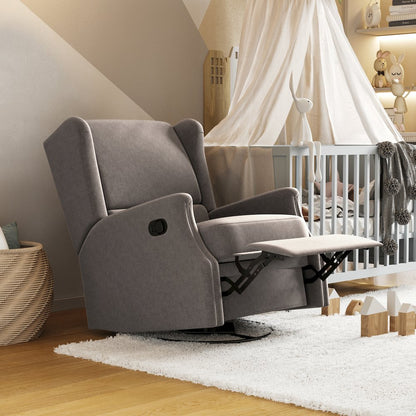 Wingback Manual Reclining Glider Swivel Chair, Dark Gray
