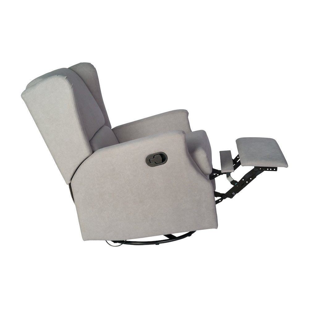 Wingback Manual Reclining Glider Swivel Chair, Light Gray