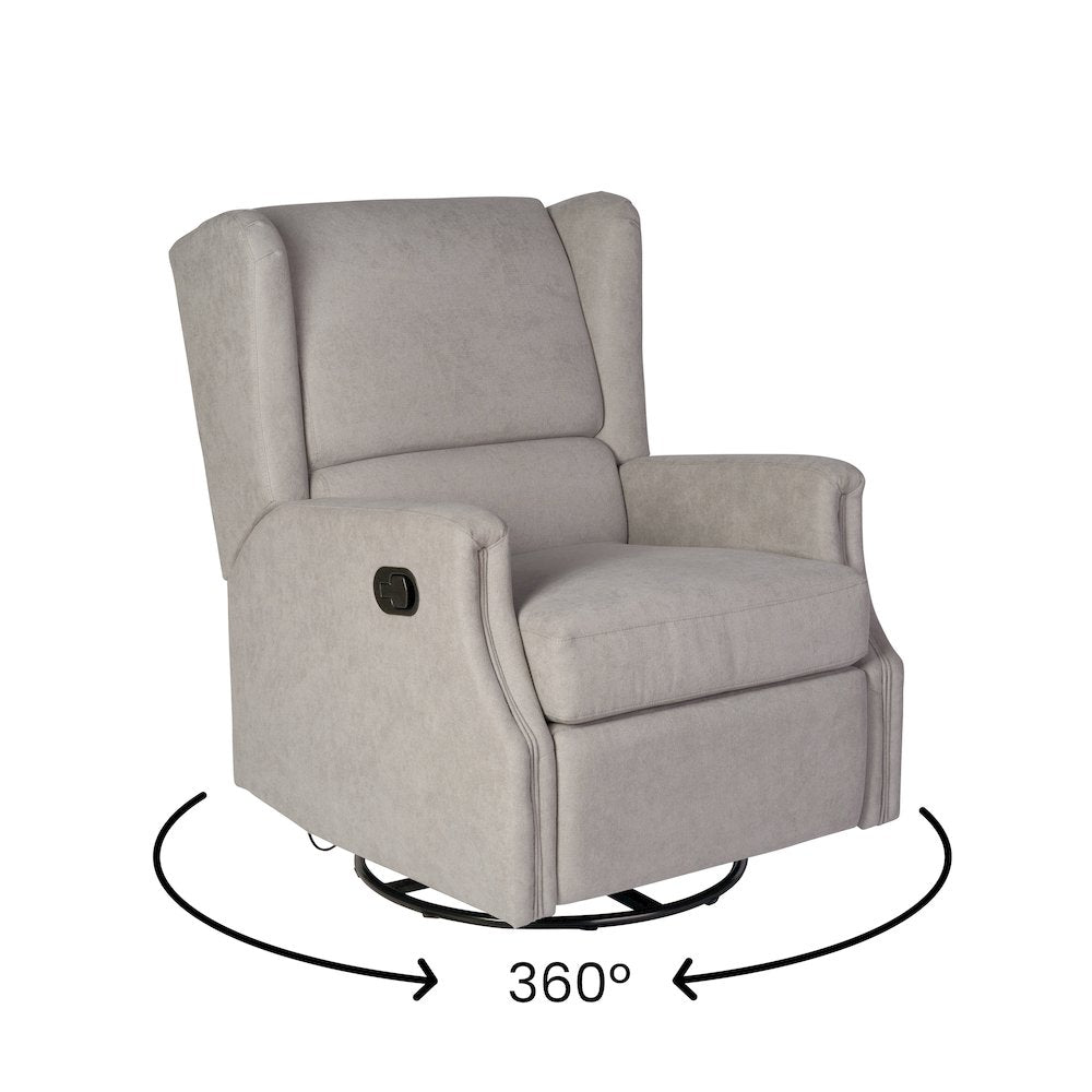 Wingback Manual Reclining Glider Swivel Chair, Light Gray