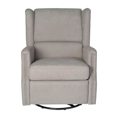 Wingback Manual Reclining Glider Swivel Chair, Light Gray