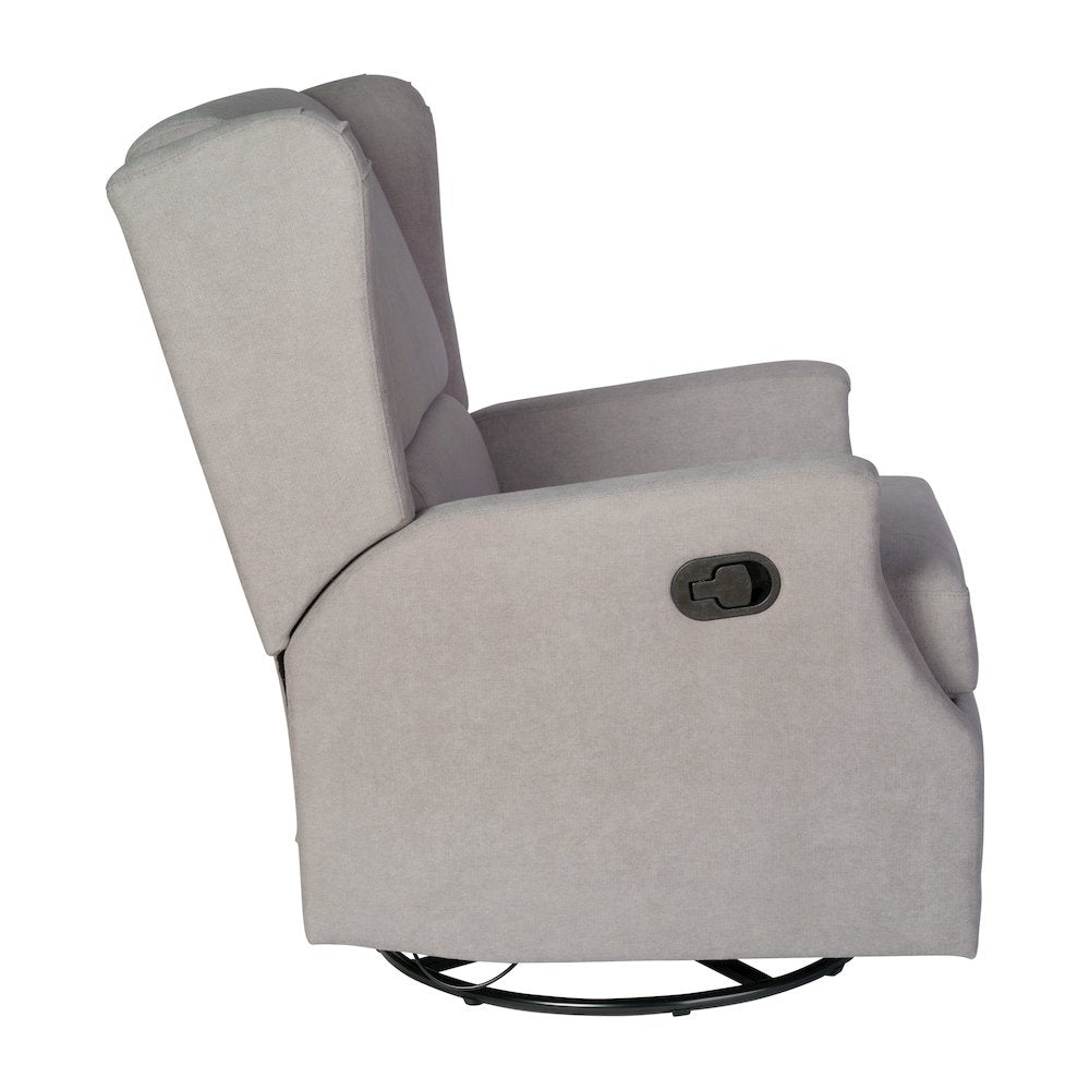 Wingback Manual Reclining Glider Swivel Chair, Light Gray