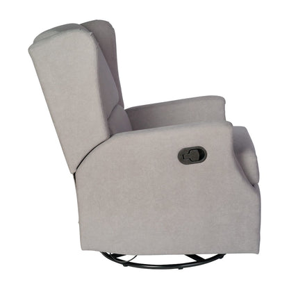 Wingback Manual Reclining Glider Swivel Chair, Light Gray