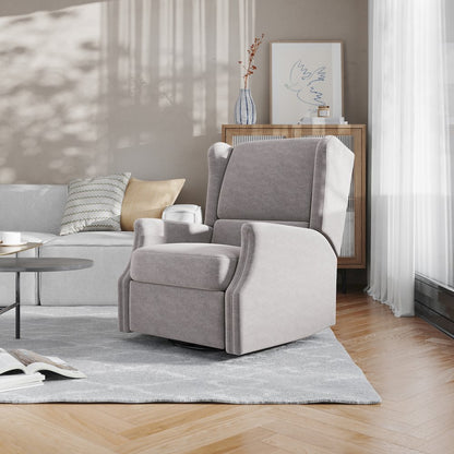 Wingback Manual Reclining Glider Swivel Chair, Light Gray