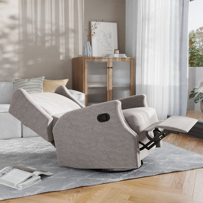 Wingback Manual Reclining Glider Swivel Chair, Light Gray