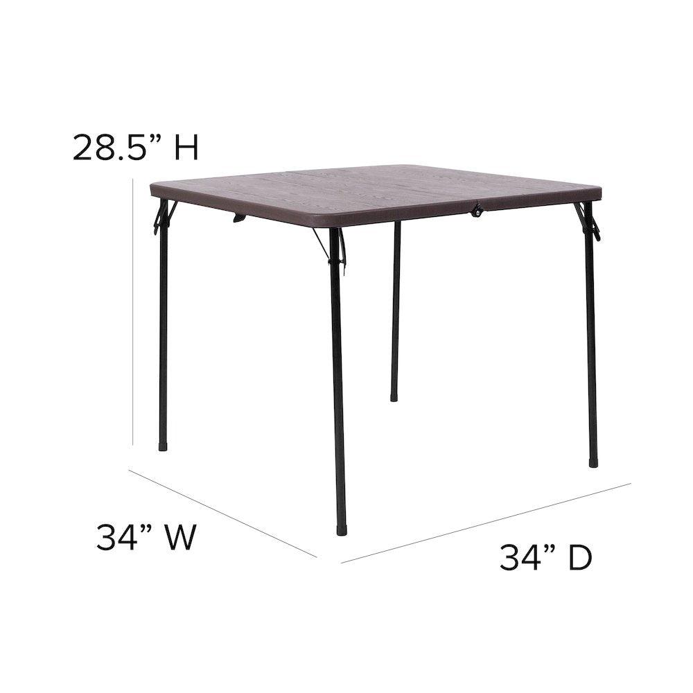2.83-Foot Bi-Fold Brown Wood Grain Plastic Folding Table with Carrying Handle