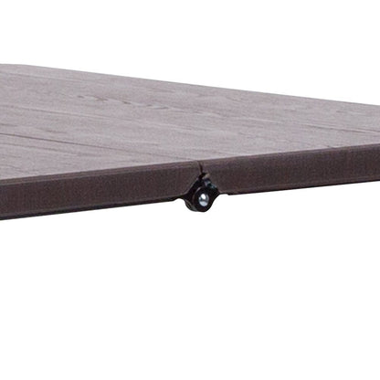 2.83-Foot Bi-Fold Brown Wood Grain Plastic Folding Table with Carrying Handle