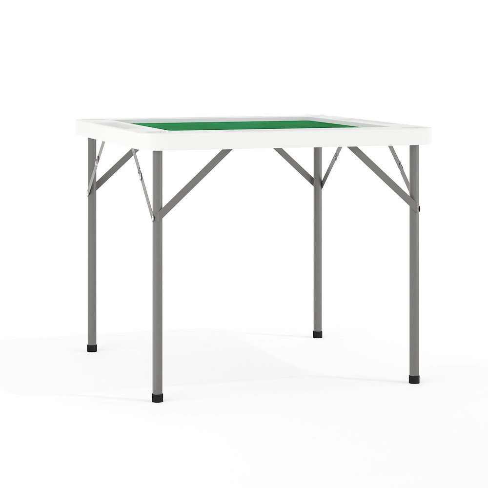 34.5" Square 4-Player Folding Card Game Table with Green Playing Surface and Cup Holders