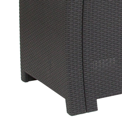Dark Gray Faux Rattan Chair with All-Weather Seneca Light Gray Cushion