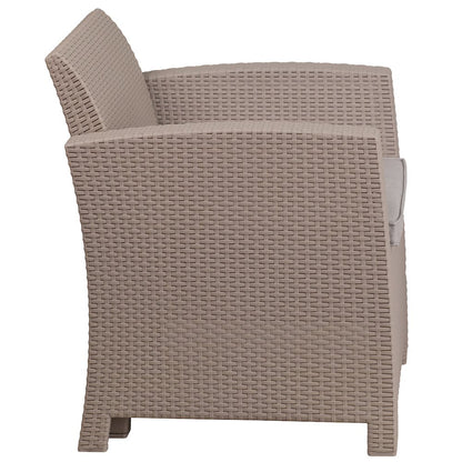 Light Gray Faux Rattan Chair with All-Weather Seneca Light Gray Cushion