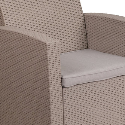 Light Gray Faux Rattan Chair with All-Weather Seneca Light Gray Cushion