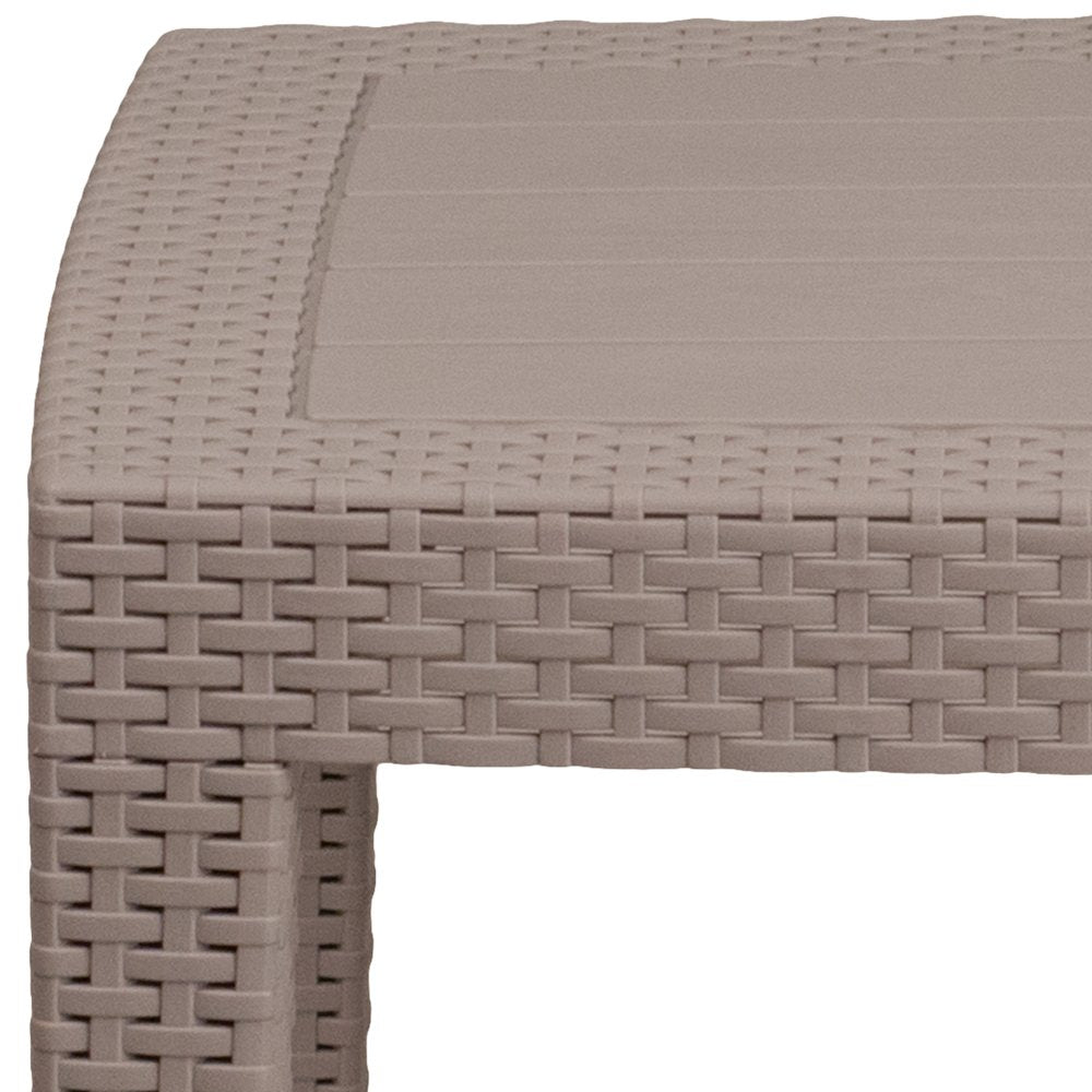 Light Gray Faux Rattan Coffee Table