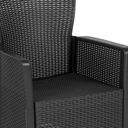 Dark Gray Faux Rattan Plastic Chair Set with Matching Side Table