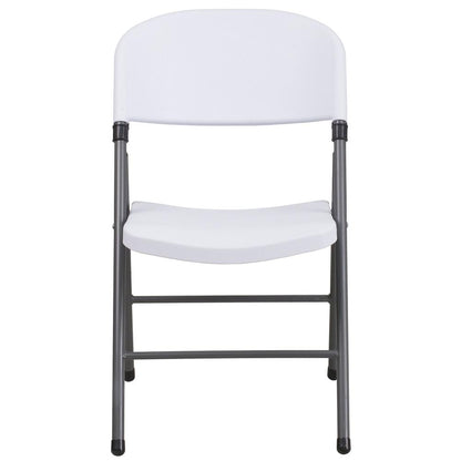 330 lb. Capacity Granite White Plastic Folding Chair with Charcoal Frame