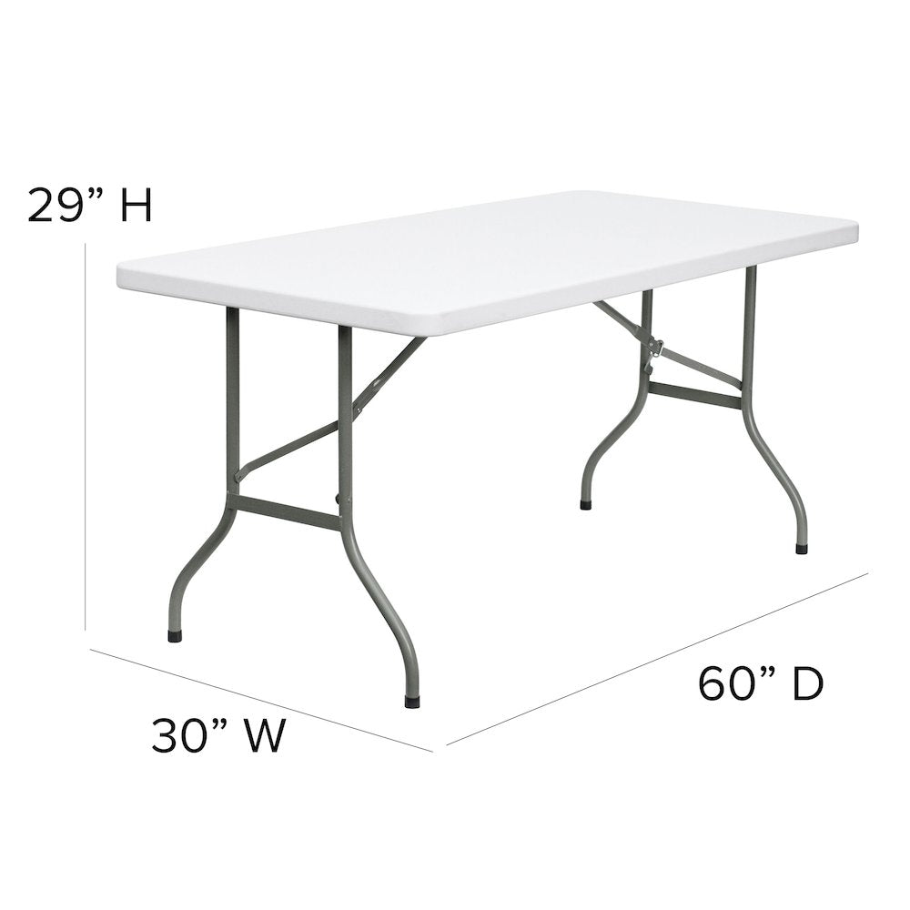 5-Foot Granite White Plastic Folding Table