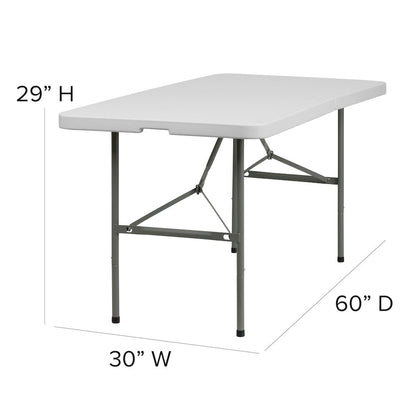 5-Foot Bi-Fold Granite White Plastic Folding Table